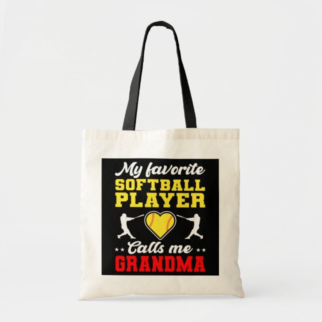 Tote Bag Mon Joueur favori de softball m'appelle grand-mère (Devant)