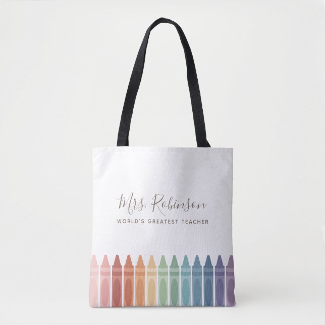 Tote Bag Monde Enseignant le plus grand Rainbow Crayon (Devant)