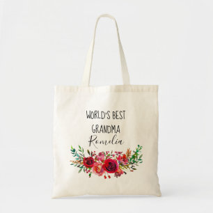 Tote Bag Mondes Meilleure aquarelle grand-mère Floral