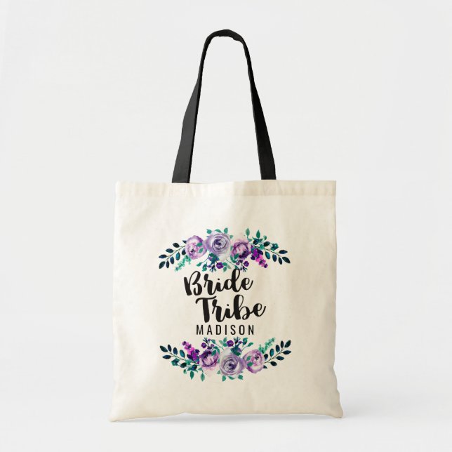 Tote Bag Monnaie et Courbe Florale Mariage de la tribu des  (Devant)