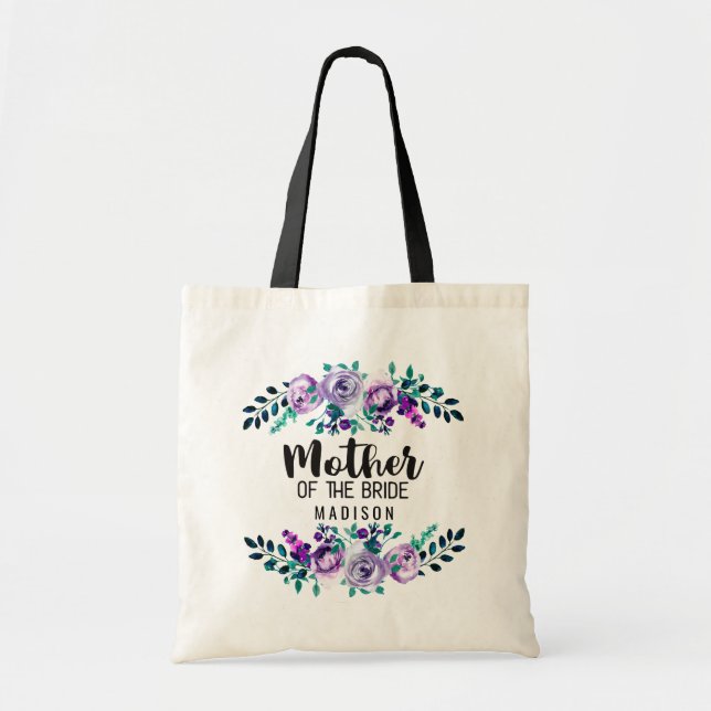 Tote Bag Monnaie et couronne de fleurs violettes Mère de la (Devant)