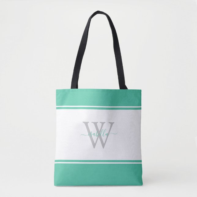 Tote Bag Monnaie initiale du script monogramme (Devant)
