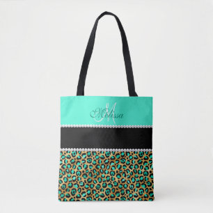 Tote Bag Monnaie Vert Et Empreinte de léopard Noir Monogram