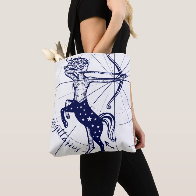 Tote Bag Monochrome Fourre-tout d'or de marine de zodiaque (De près)