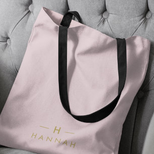 Tote Bag Monogram Blush Elegant Gold Minimum
