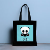 Monogram Cute Panda Personnalisé Bubble Gum Bleu