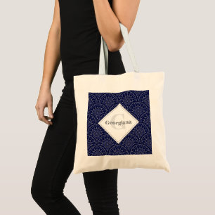 Tote Bag Monogram Ditsy Winter Snow Angles Snowmen Art Déco
