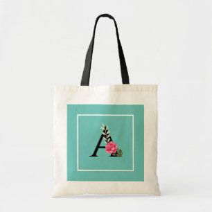 Tote Bag Monogram Initial Letter A dans le rose blanc