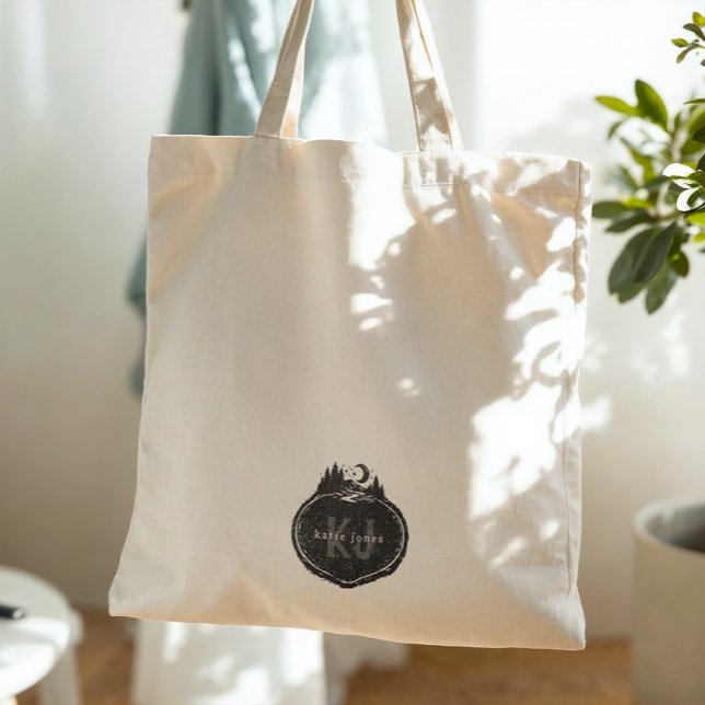 Tote Bag Monogram Nature Stamp | Custom Name (Créateur téléchargé)
