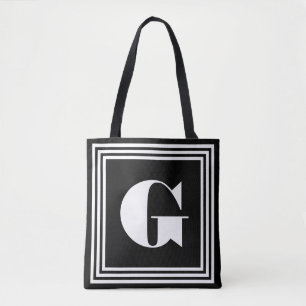 Tote Bag Monogramme 3 trames en gras Noir et blanc