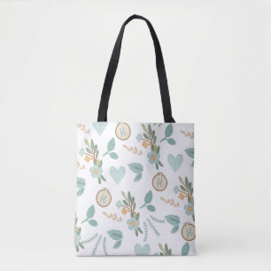 Tote Bag Monogramme à aiguilles de fleurs brodées