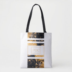 Tote Bag Monogramme Abstrait bleu foncé