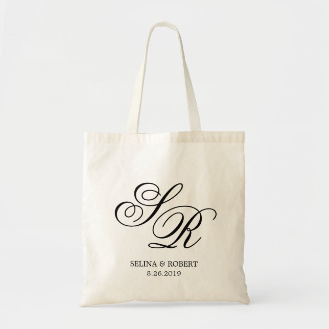 Tote Bag Monogramme Accueil mariage personnalisé initial, c (Devant)