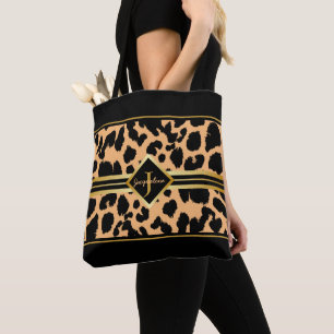 Tote Bag Monogramme Animal noir Imprimer Faux Gold sur ORAN