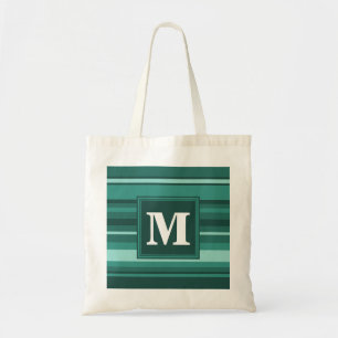 Tote Bag Monogramme bandes turquoises