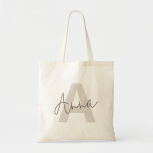 Tote Bag Monogramme beige moderne personnalisé
