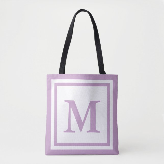 Tote Bag Monogramme blanc simple et Lilac (Devant)