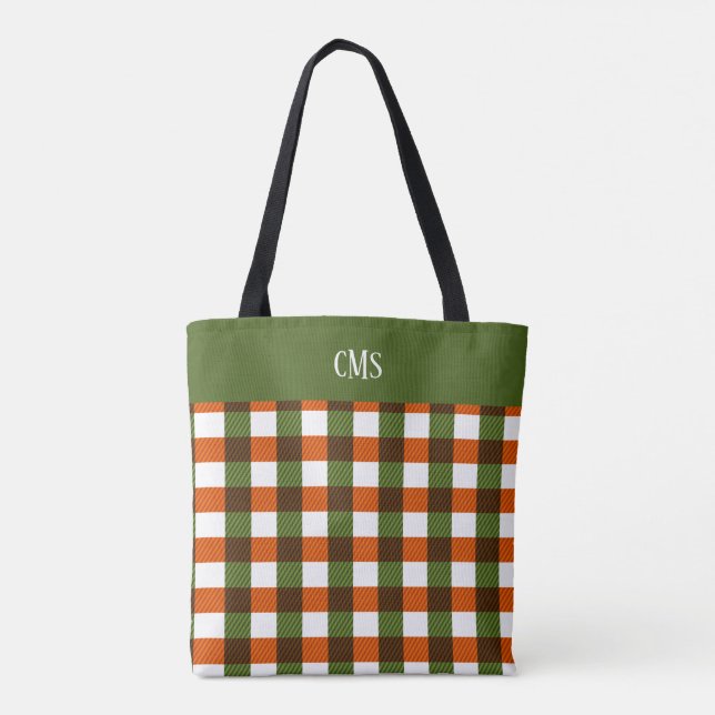 Tote Bag Monogramme blanc, vert, orange, vert Fourre-tout (Dos)