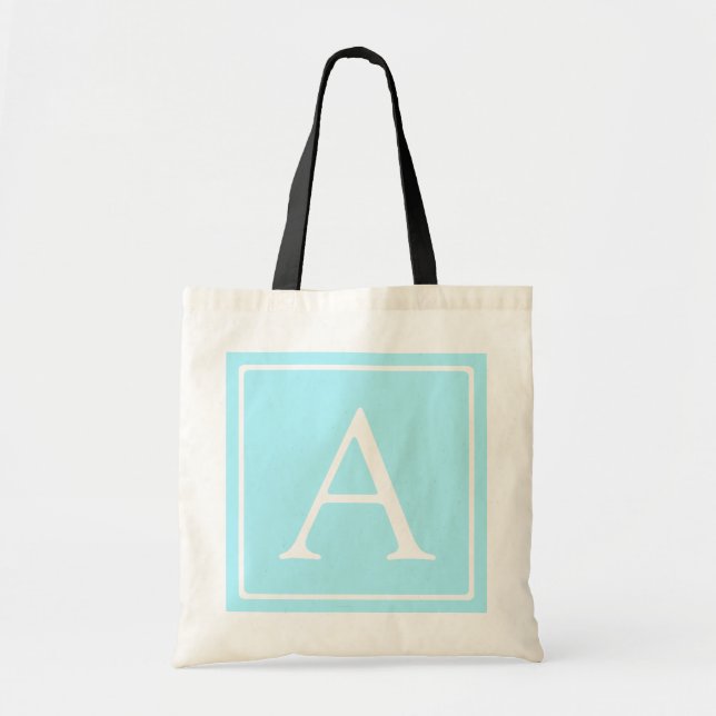 Tote Bag Monogramme bleu ciel simple (Devant)