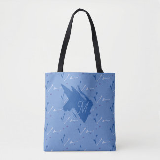 Tote Bag Monogramme bleu pervenche graphique capricieux Doo