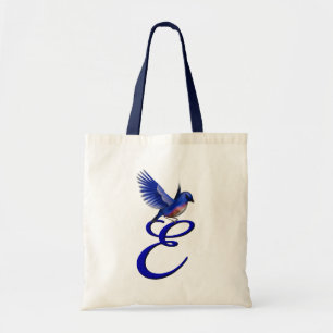 Tote Bag Monogramme Bluebird Initiale E Élégant