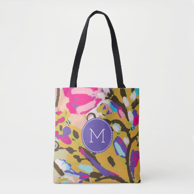 Tote Bag Monogramme | Boho rose I floral (Devant)