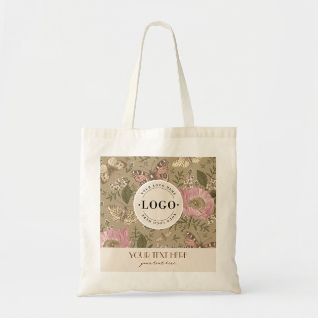 Tote Bag Monogramme botanique Fleur sauvage moderne et tend (Devant)