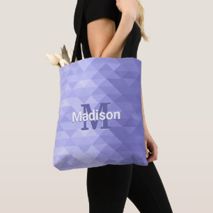 Tote Bag Monogramme carré de géométrie triangulaire violet