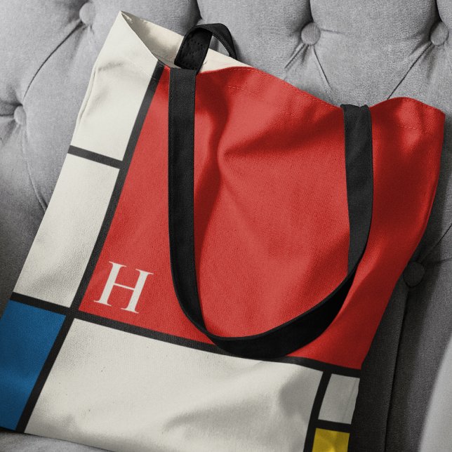 Tote Bag Monogramme Carré De Stijl Inspiré (Créateur téléchargé)