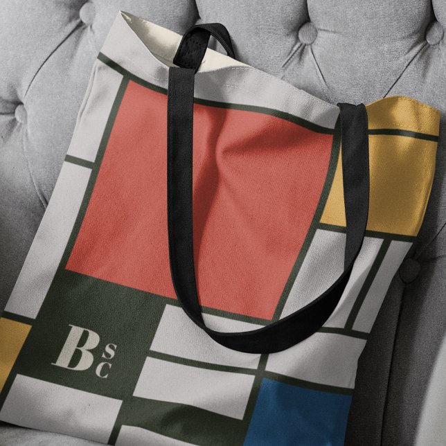 Tote Bag Monogramme Carré De Stijl Inspiré (Créateur téléchargé)