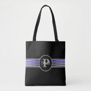 Tote Bag Monogramme Cercle Silhouette Gris et Noir