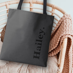 Tote Bag Monogramme Classic Élégant Minimal Nom noir