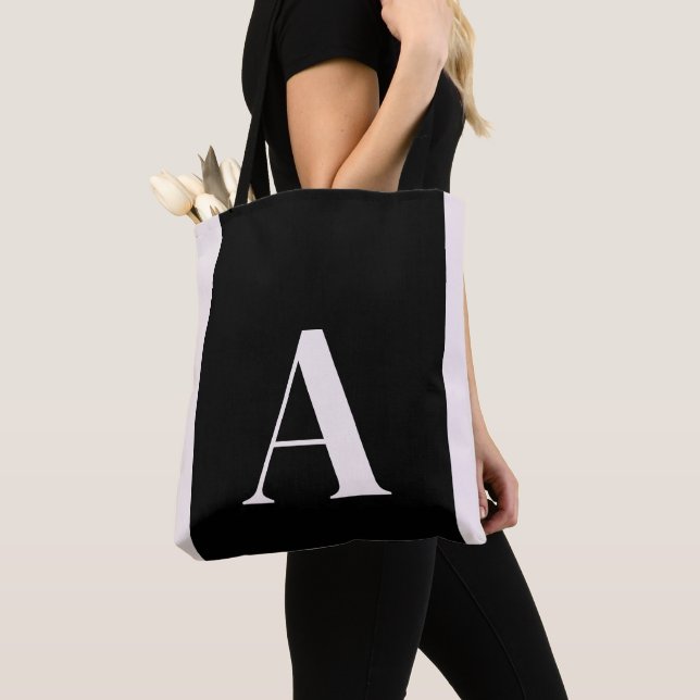 Tote Bag Monogramme contemporain femme de chambre noire et  (De près)