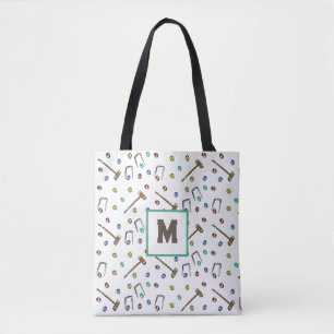 Tote Bag Monogramme Croquet mignon Motif de jeu de pelouse 