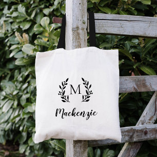 Tote Bag Monogramme de branche rustique