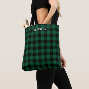 Tote Bag Monogramme de charbonnière noir vert