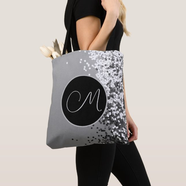 Tote Bag Monogramme de Confetti Noir de l'artiste (De près)