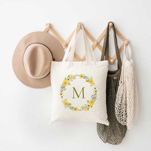 Tote Bag Monogramme de couronne florale lunaire (Créateur téléchargé)