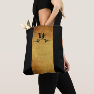 Tote Bag Monogramme de design noir et or classique