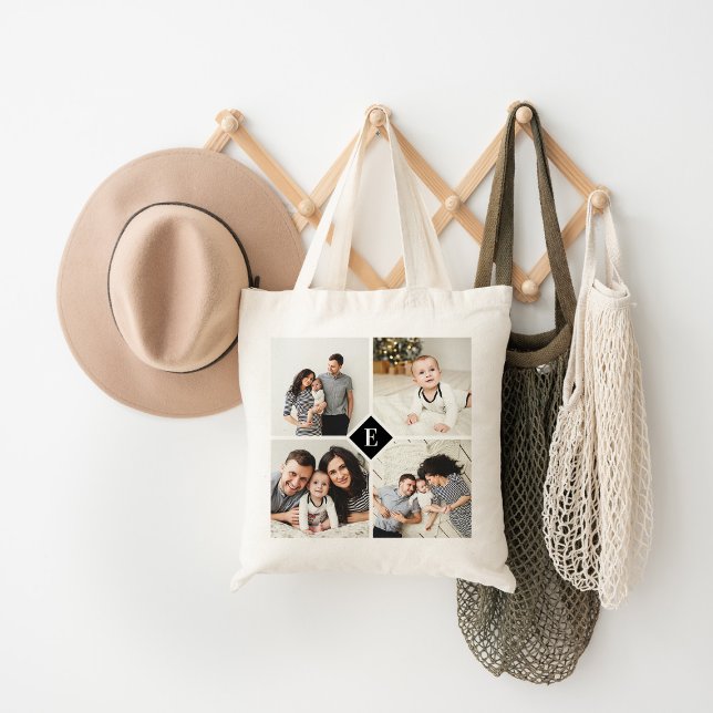 Tote Bag Monogramme de famille de collection de photos Inst (Créateur téléchargé)