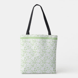 Tote Bag Monogramme de fleurs tropicales vertes de la menth
