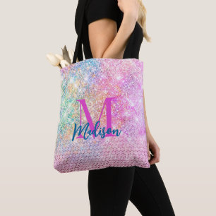 Tote Bag monogramme de la fausse parties scintillant rose u