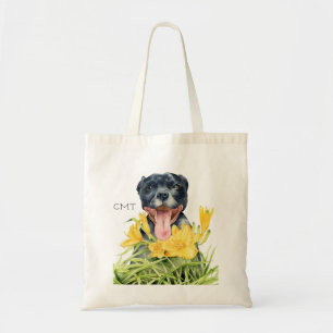 Tote Bag Monogramme de l'art   de chien de pitbull