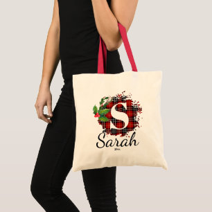 Tote Bag Monogramme de Noël de buffle personnalisé