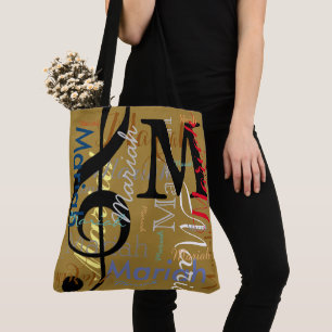 Tote Bag Monogramme de note de maquette avec noms de couleu