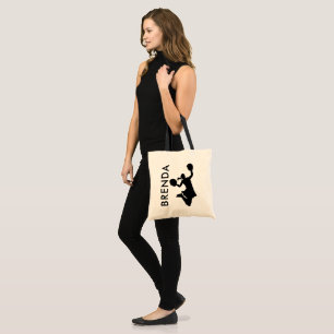 Tote Bag monogramme de silhouette noire pom-pom girl