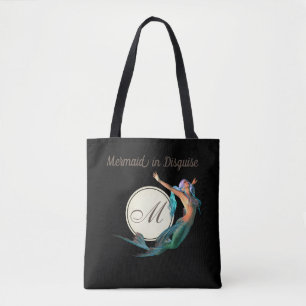 Tote Bag Monogramme de sirène Élégant noir