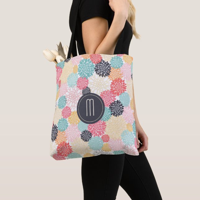 Tote Bag Monogramme d'éclatement floral (De près)