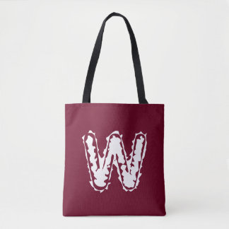 Tote Bag Monogramme déplaisant blanc sur rouge