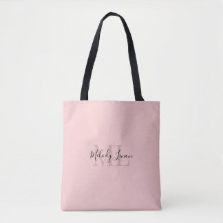 Tote Bag Monogramme | Design noir et rose personnalisé |